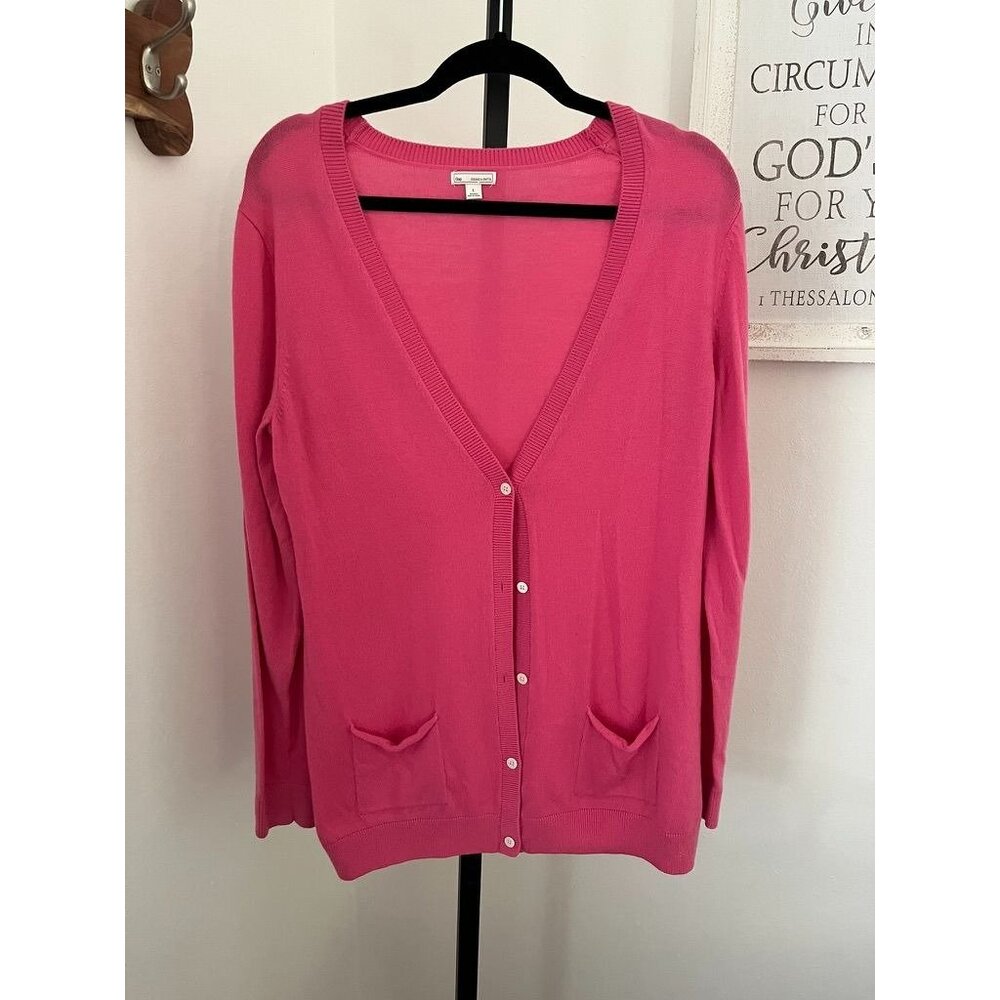 EUC GAP Pink 30% Merino Wool Blend Womens Cardigan Sweater With Pockets